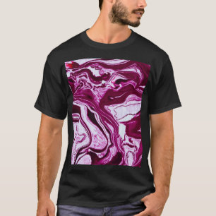 Magenta Marmortextur: Abstrakte Fluid Art T-Shirt