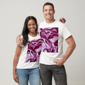 Magenta Marmortextur: Abstrakte Fluid Art T-Shirt (Unisex)