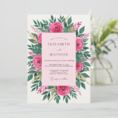 Magenta Mesmerizing Spring Floral Wedding Einladung (Stehend Vorderseite)