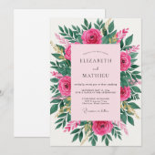 Magenta Mesmerizing Spring Floral Wedding Einladung (Vorne/Hinten)