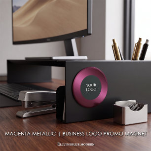 Magenta Metallisches Geschäftslogo Promo Magnet