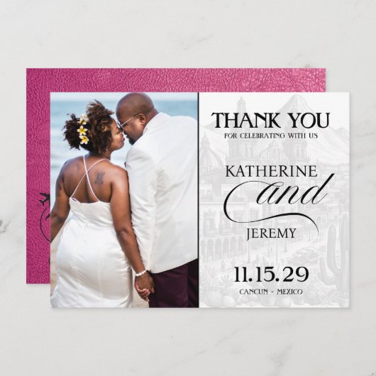 Magenta Mexico Passport Dankeskarte (Vorne/Hinten)