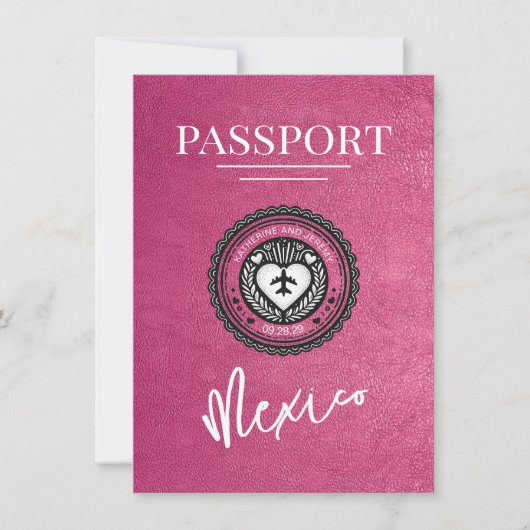 Magenta Mexico Passport Save the Date (Vorderseite)