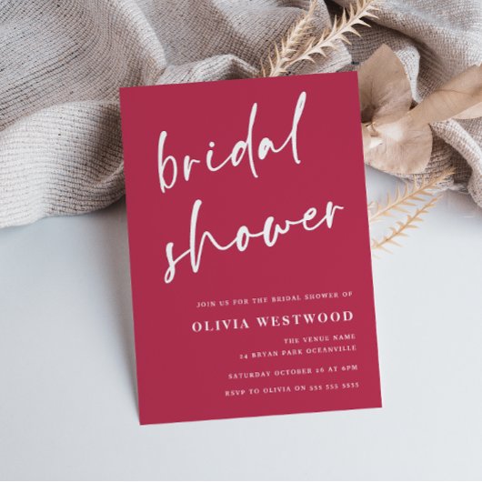 Magenta Minimalistisch Modernes Brautparty Einladung