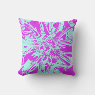 Magenta-Mint Wirbelnde Abstrakte Blumen-Kunst-Desi Kissen