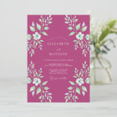 Magenta-Minzblättrige Hochzeit Einladung (Stehend Vorderseite)
