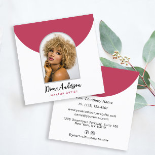 Magenta Modern Foto Arch Makeuty Industry Quadratische Visitenkarte