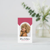 Magenta Modern Foto Arch Makeuty Industry Visitenkarte (Stehend Vorderseite)