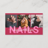Magenta Modern Foto Typografie Nail Artist Visitenkarte (Vorderseite)