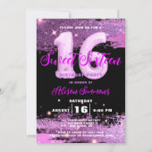 Magenta Modern Glam 16 . Geburtstag Geburtstag Einladung (Vorderseite)