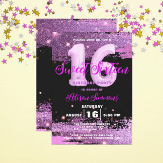 Magenta Modern Glam 16 . Geburtstag Geburtstag Einladung