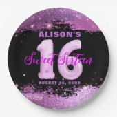 Magenta Modern Glam 16 . Geburtstag Geburtstag Pappteller (Vorderseite)