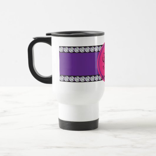 Magenta Monogram Diamond Abschluss Reisebecher (Links)