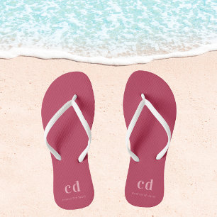 Magenta-Monogramm-Name Badesandalen