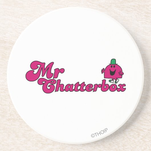 Magenta Mr. Chatterbox Logo Getränkeuntersetzer (Vorne)