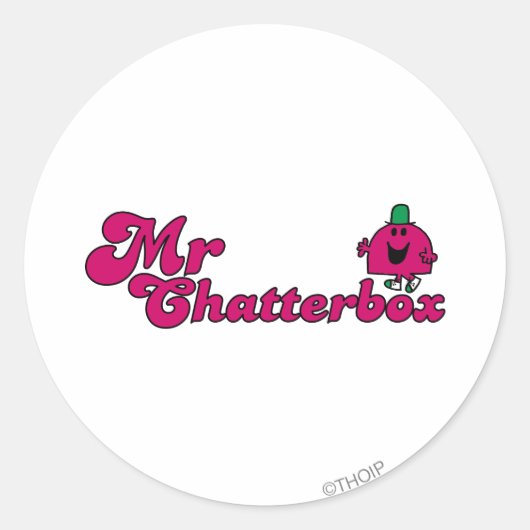 Magenta Mr. Chatterbox Logo Runder Aufkleber (Vorderseite)