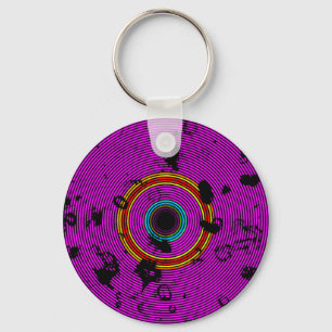 Magenta Multicolor Vinyl Disk Texturmuster Schlüsselanhänger