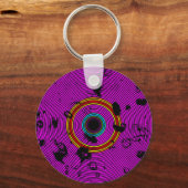 Magenta Multicolor Vinyl Disk Texturmuster Schlüsselanhänger (Vorderseite)