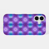 Magenta mystical Grid turquoise geometric iPhone 16 Hülle (Rückseite (Horizontal))