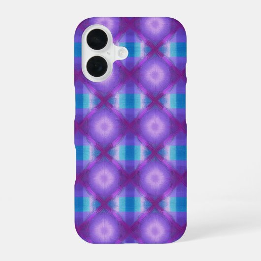 Magenta mystical Grid turquoise geometric iPhone 16 Hülle (Rückseite)