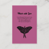 Magenta Mystical Luna Moth Blank Business Card Visitenkarte (Rückseite)