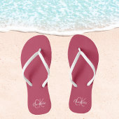 Magenta name monogram badesandalen