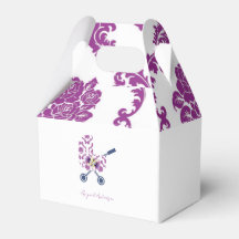 Magenta & Navy Damask Pram Kinderdusche