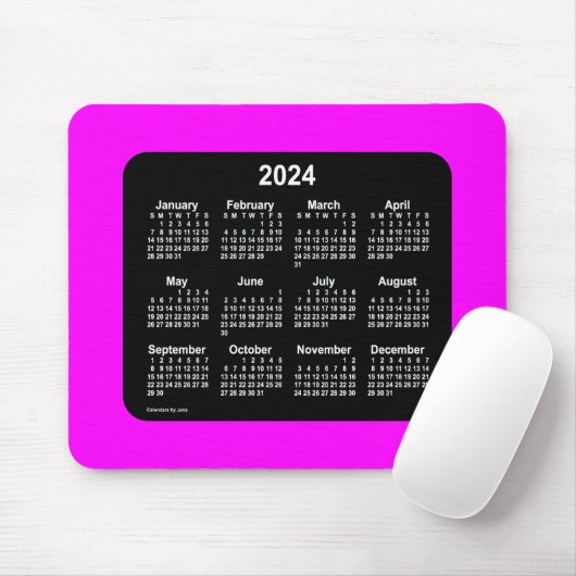 Magenta Neon Two Tone Calendar von Janz Mousepad (Mit Mouse)