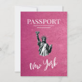 Magenta New York City Passport Save the Date (Vorderseite)