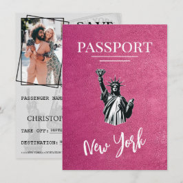 Magenta New York City Passport Save the Date
