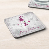 Magenta Niedlich Snowman Beverage Coaster Getränkeuntersetzer (Linke Seite)