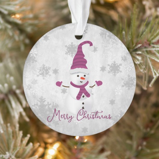Magenta Niedlich Snowman Holiday Ornament (Baum)