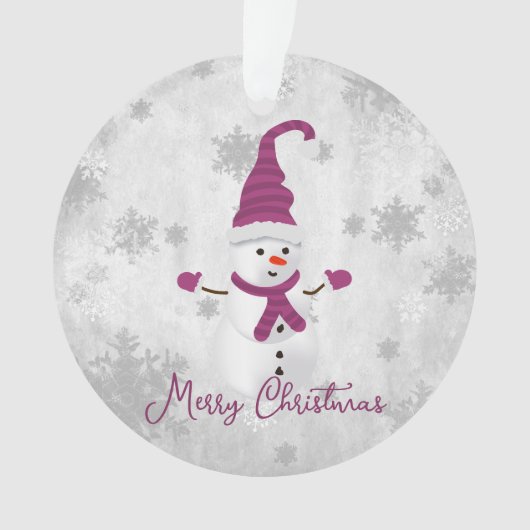 Magenta Niedlich Snowman Holiday Ornament (Vorderseite)