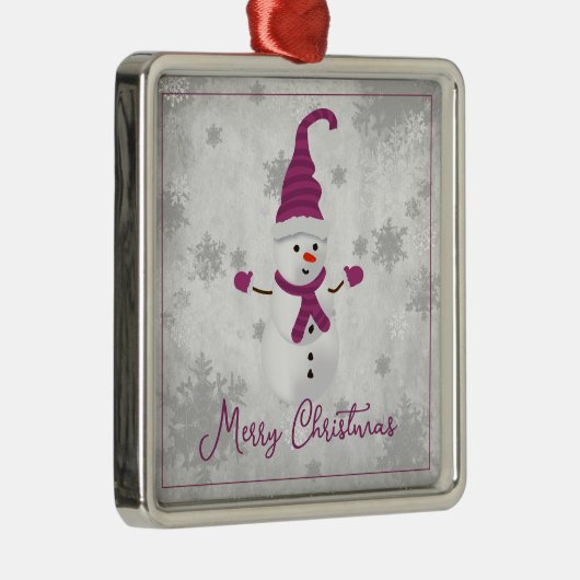Magenta Niedlich Snowman Holiday Ornament Aus Metall (Rechts)