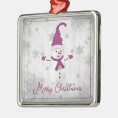 Magenta Niedlich Snowman Holiday Ornament Aus Metall (Links)
