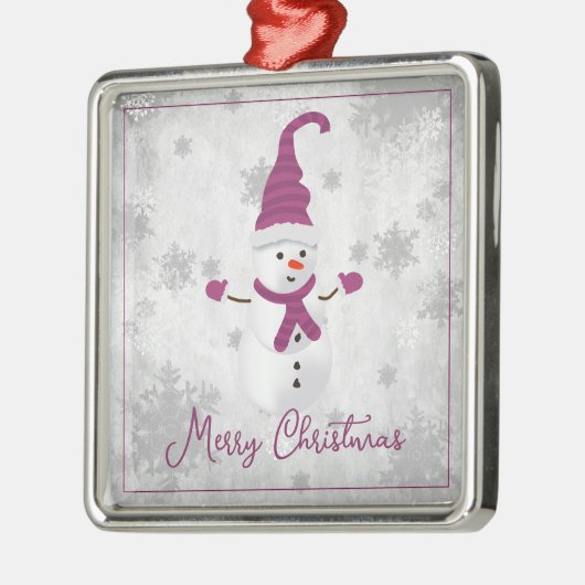 Magenta Niedlich Snowman Holiday Ornament Aus Metall (Links)