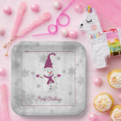 Magenta Niedlich Snowman Paper Plate Pappteller (Party)