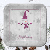 Magenta Niedlich Snowman Paper Plate Pappteller