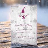 Magenta Niedlich Snowman Weihnachts-Party Einladun Einladung