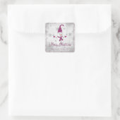 Magenta Niedlich Snowman Weihnachtssticker Quadratischer Aufkleber (Tasche)