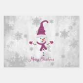 Magenta Niedlich Snowman Wrapping Paper Sheets Geschenkpapier Set (Vorderseite)