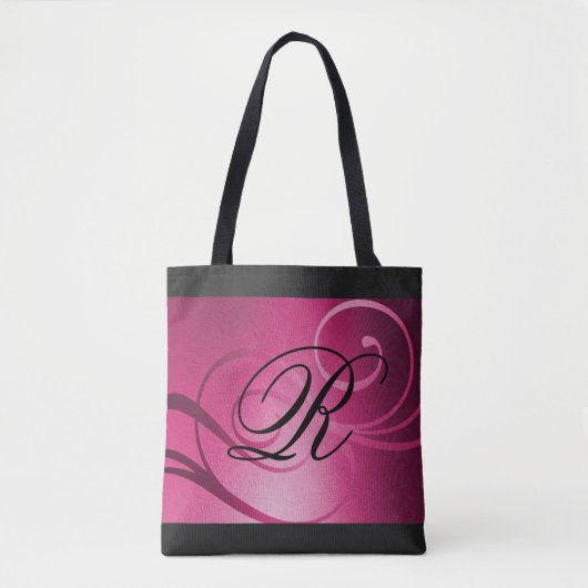 Magenta Ombre Swirl-Design mit Monogramm Tasche (Vorderseite)