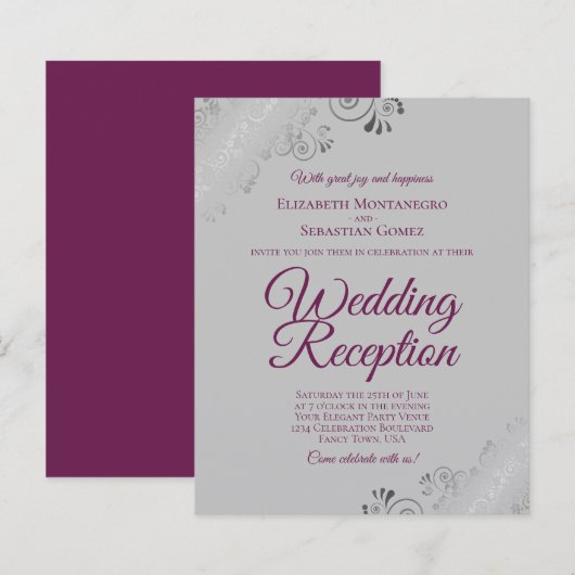 Magenta on Grey BUDGET Hochzeitsempfang (Vorne/Hinten)