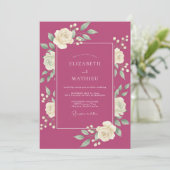 Magenta Opulente Frühlingshochzeit Einladung (Stehend Vorderseite)