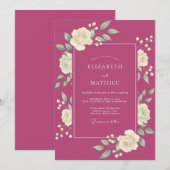 Magenta Opulente Frühlingshochzeit Einladung (Vorne/Hinten)