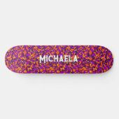 Magenta Orange Camouflage Monogram Skateboard (Horizontal)