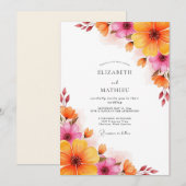 Magenta Orange Lush Summer Wedding Einladung (Vorne/Hinten)