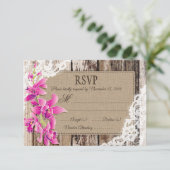 Magenta Orchid Blume Holzspitze RSVP Karte (Stehend Vorderseite)