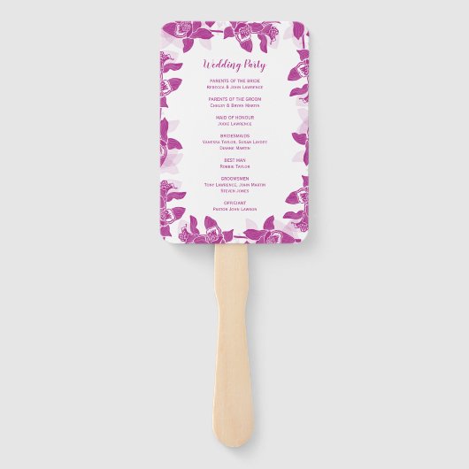 Magenta Orchid Hochzeitsfeierlichkeiten Fächer (Rückseite)