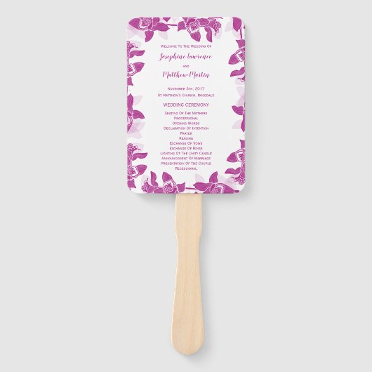 Magenta Orchid Hochzeitsfeierlichkeiten Fächer (Vorderseite)